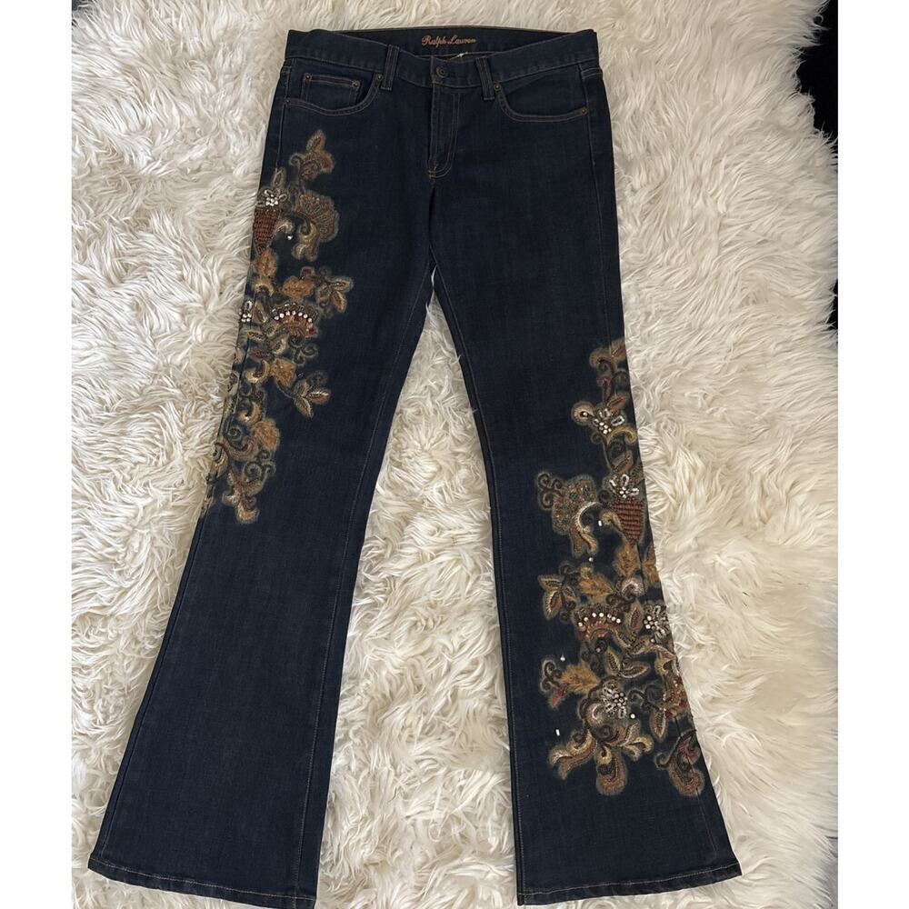 Ralph Lauren Black Label Embellished Jeans Embroidered Bead Jewel Denim 30 $1690 - Picture 7 of 16